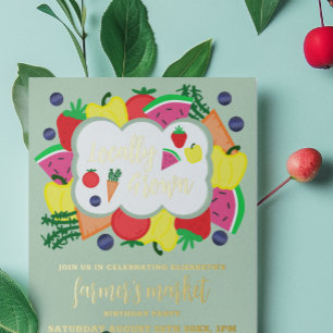 Locally Grown Farmer's Market Birthday Foil Invitation