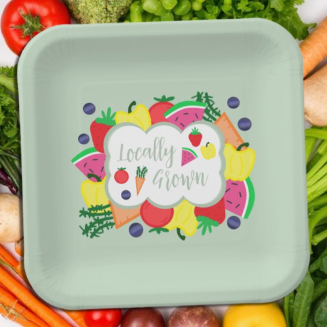 Locally Grown Farmer's Market Birthday Paper Plates (Creator Uploaded)