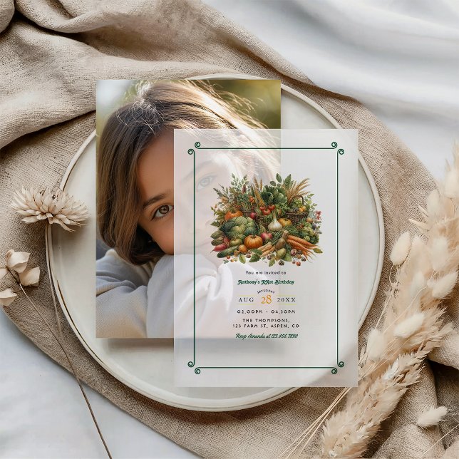 Locally Grown - Farmers Market Birthday Party Vellum Invitations (Locally Grown - Farmers Market Birthday Party Vellum Invitations)