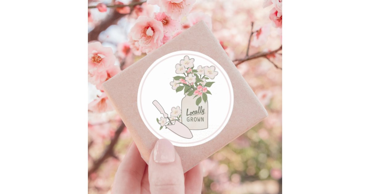 Locally Grown Farmers Market Blossoms Classic Round Sticker | Zazzle