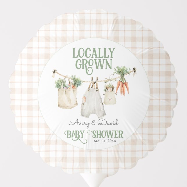 Locally Grown Farmers Market Boho Baby Shower Balloon (Front)