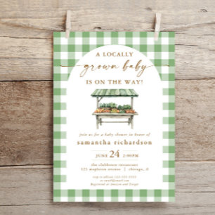 Locally grown farmers market boho baby shower invitation