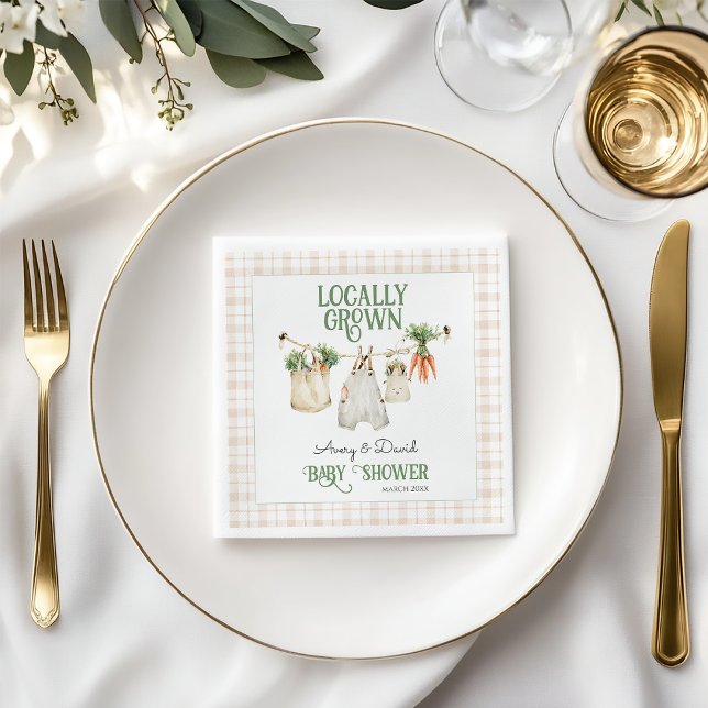 Locally Grown Farmers Market Boho Baby Shower Napkins (Creator Uploaded)