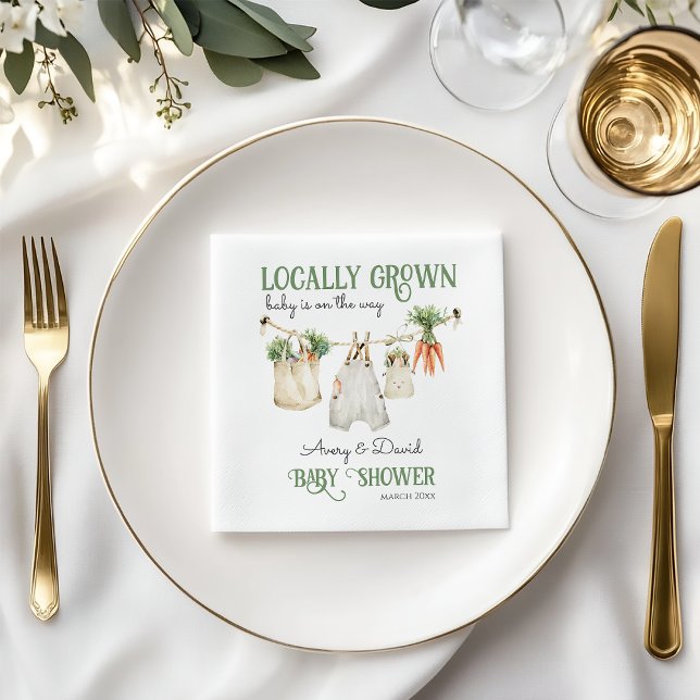 Locally Grown Farmers Market Boho Baby Shower Napkins (Creator Uploaded)
