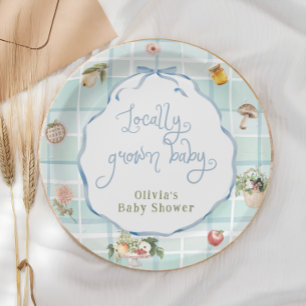 Locally Grown Farmer's Market Boy Baby Shower Paper Plates