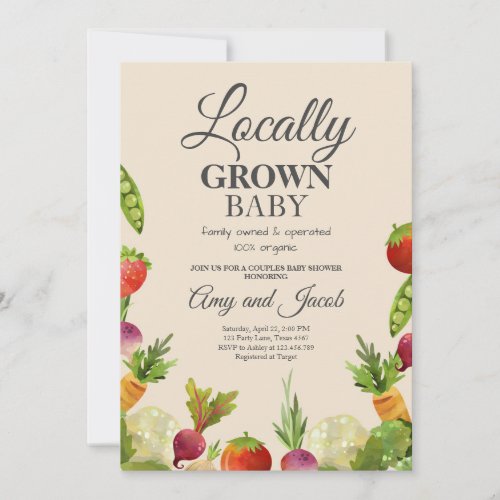 Locally Grown Farmers Market Couples Baby Shower Invitation