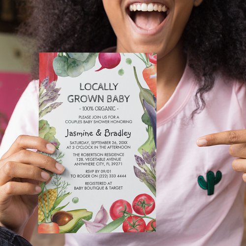 Locally Grown Farmers Market Couples Baby Shower Invitation