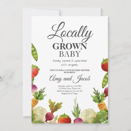 Locally Grown Farmers Market Couples Baby Shower Invitation