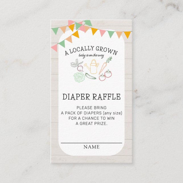 Locally Grown Farmers Market Diaper Raffle Enclosure Card (Front)