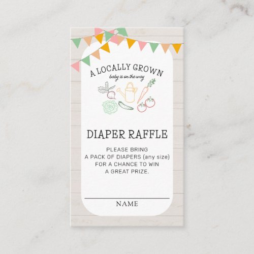 Locally Grown Farmers Market Diaper Raffle Enclosure Card