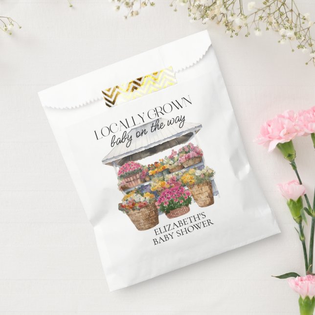 Locally Grown Farmer's Market Floral Baby Shower  Favor Bag (Sealed)