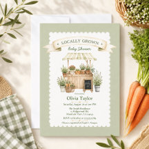 Locally Grown Farmers Market Gingham Baby Shower