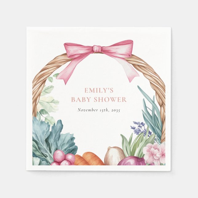 Locally Grown Farmers Market Girl Baby Shower Napkins (Front)