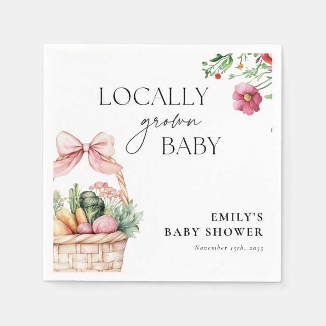 Locally Grown Farmers Market Girl Baby Shower Napkins (Front)