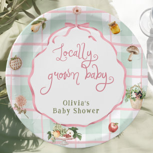 Locally Grown Farmer's Market Girl Baby Shower Paper Plates