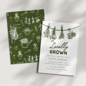 Locally Grown Farmers Market Green Baby Shower Invitation