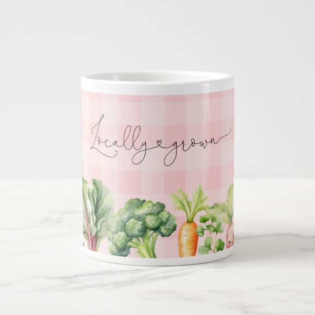 Locally grown Farmers market pink baby shower Giant Coffee Mug (Front)