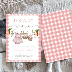 Locally Grown Farmers Market Pink Girl Baby Shower Invitation