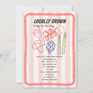 Locally Grown Farmers Market Pink Girl Baby Shower Invitation