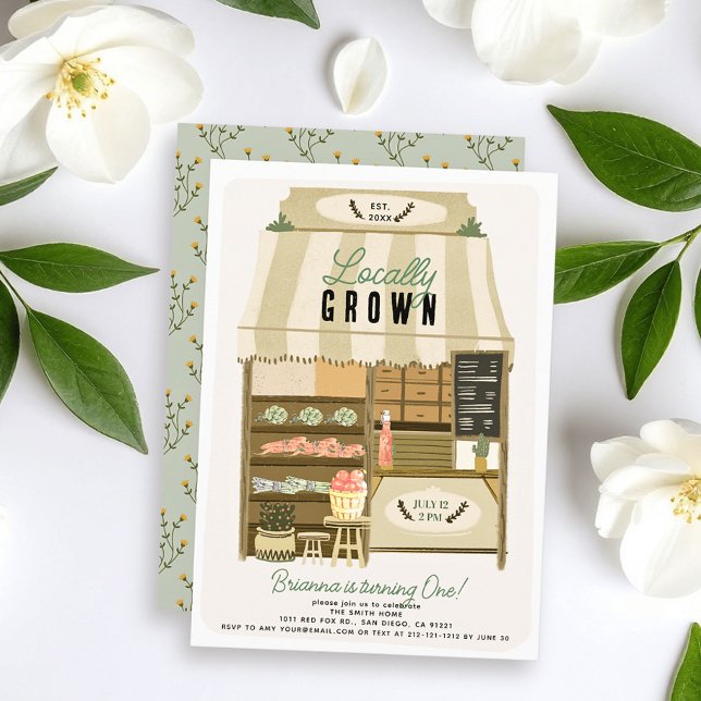 Locally Grown Farmers' Market Store 1st Birthday Invitation (Creator Uploaded)