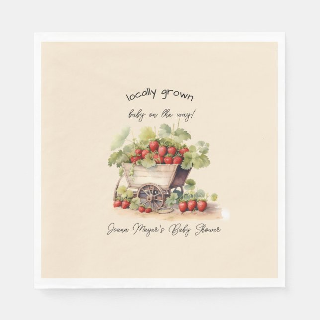 Locally Grown Farmers Market Strawberry Cart Napkins (Front)