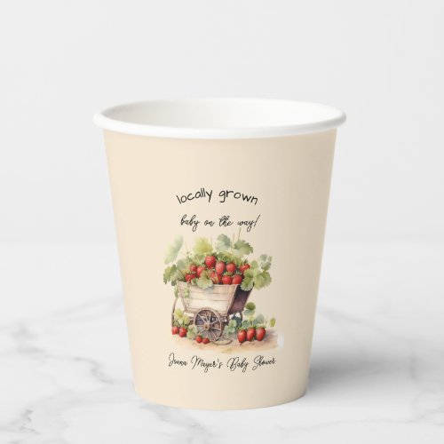 Locally Grown Farmers Market Strawberry Cart Paper Cups