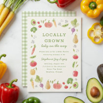 Locally Grown Farmer's Market Veggies Baby Shower Invitation
