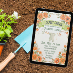 Locally Grown Flower Packet Baby Shower Invitation