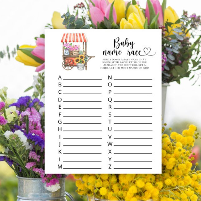 Locally grown Flowers Baby shower - Baby name race (Creator Uploaded)