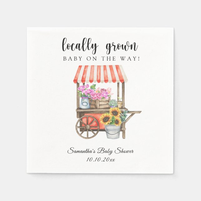 Locally Grown Flowers Farmers Market Baby Shower Napkins (Front)
