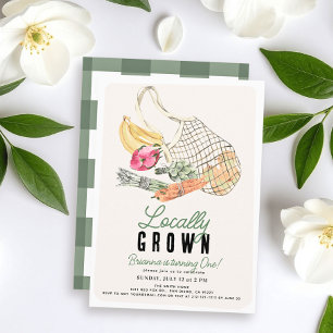Locally Grown French Market Bag 1st Birthday Invitation
