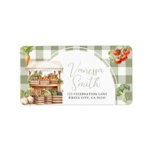 Locally Grown Fresh Market Baby Shower Gingham Label