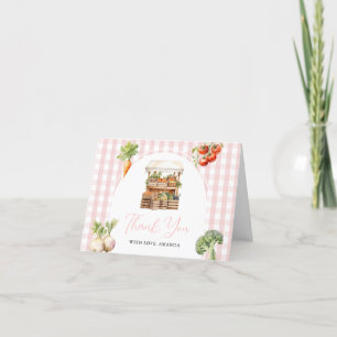 Locally Grown Fresh Market Baby Shower Gingham Letterpress Thank You Card