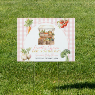 Locally Grown Fresh Market Baby Shower Gingham Sign