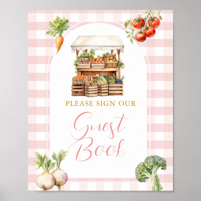 Locally Grown Fresh Market Baby Shower Guest Book (Front)