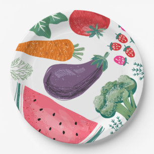 Locally Grown Fruits and Vegetables Paper Plates