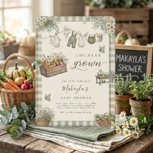 Locally Grown Garden Vegetable Baby Shower Invitation