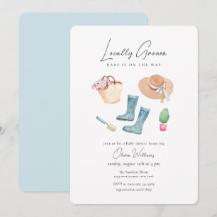 Locally Grown Gardening Rain Boots Baby Shower Invitation