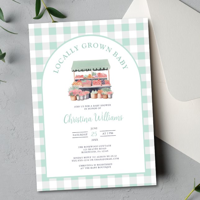 Locally Grown Gender-Neutral Green Baby Shower Invitation (Creator Uploaded)