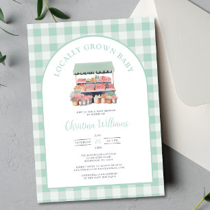 Locally Grown Gender-Neutral Green Baby Shower Invitation