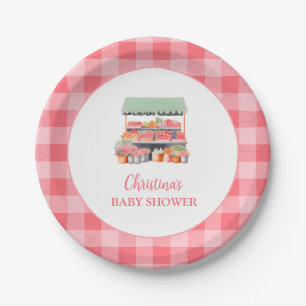 Locally Grown Gingham Baby Shower Paper Plates