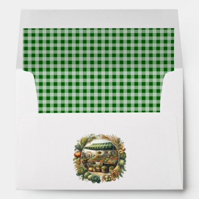 Locally Grown Gingham – Farmers Market Birthday Envelope (Back (Bottom))