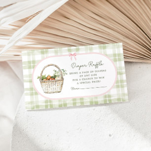 Locally Grown Gir Sage Green Gingham Diaper Raffle Enclosure Card