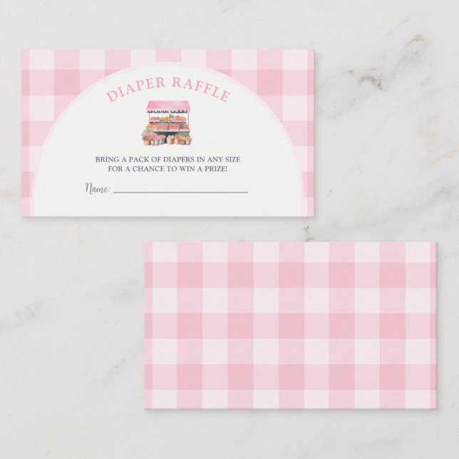 Locally Grown Girl Baby Shower Diaper Raffle Enclosure Card (Front/Back)
