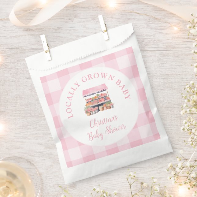 Locally Grown Girl Baby Shower Favor Bag (Clipped)