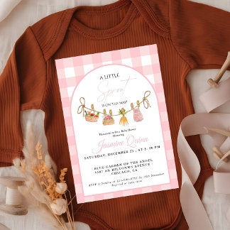 Locally grown Girl baby shower little sprout Invitation
