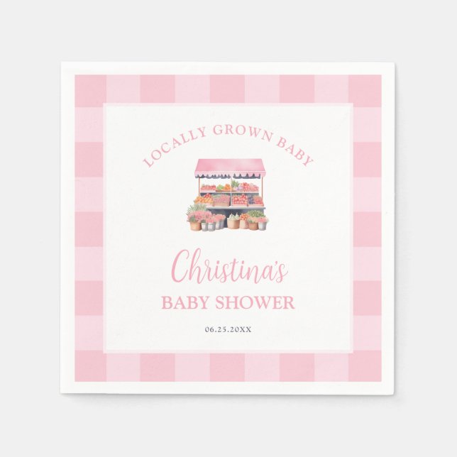 Locally Grown Girl Baby Shower Napkins (Front)