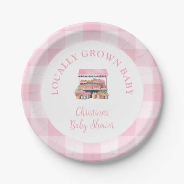 Locally Grown Girl Baby Shower Paper Plates (Front)