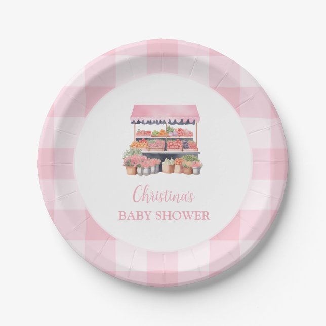 Locally Grown Girl Baby Shower Paper Plates (Front)