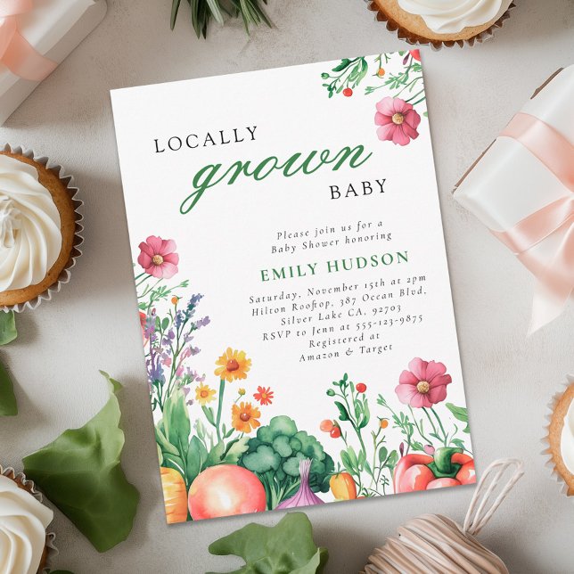 Locally Grown Girl Farmers Market Baby Shower Invitation (Creator Uploaded)
